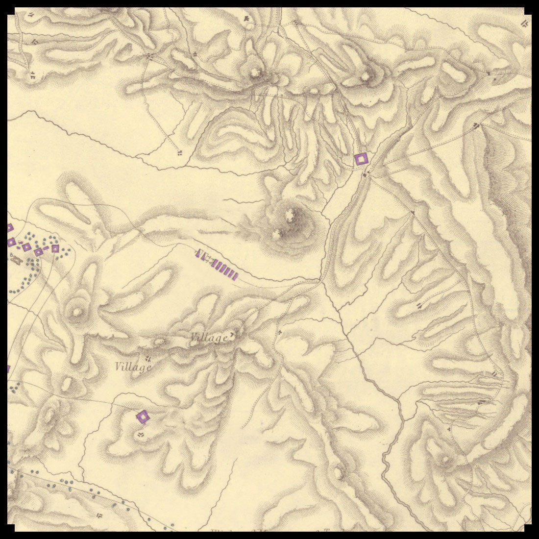 topographic mountains, fantasy map symbols, top-down mountains and hills with contour lines, Wonderdraft assets