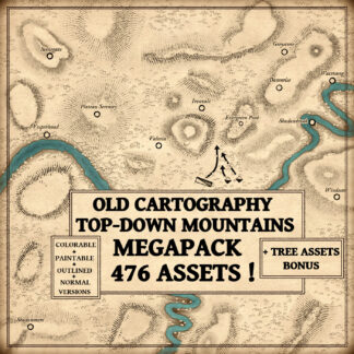 wondredraft assets, mountains, mountain parts, plateaus, topography, top-down cartography assets