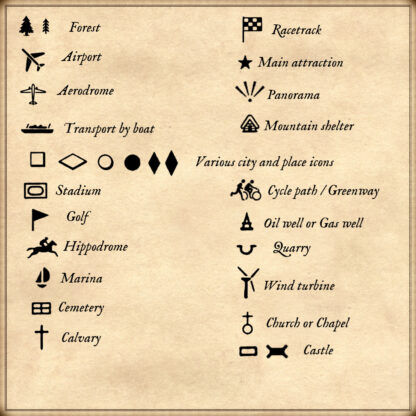 modern map resources, fantasy map symbols and landmarks, markers, vintage cartography icons, wonderdraft map assets