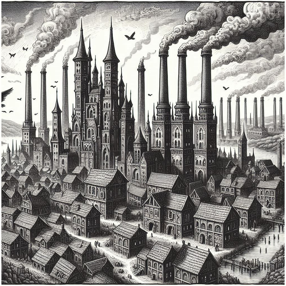 wonderdraft assets, medieval fantasy smokestack industries, medieval factories, vintage fantasy map assets