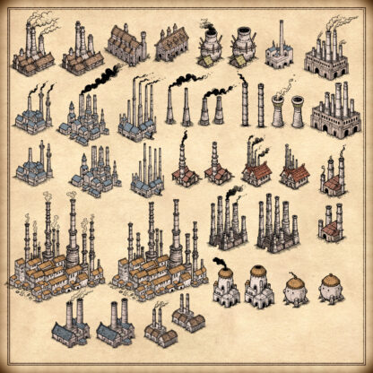 medieval fantasy factories, vintage cartography assets, workshops, brewery, fantasy map resources, Wonderdraft assets