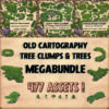 Tree clumps bundle, Wonderdraft assets, Vintage cartography assets, woodlands, woods, forests, jungles, trees