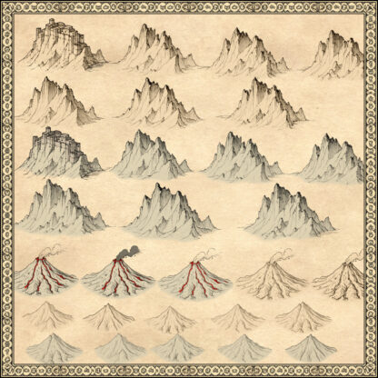 The Throat of the World, Red mountain, mountains, volcanoes, fantasy map symbols, cartography assets, map assets