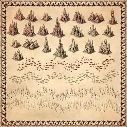 horror flesh mountains, fantasy map assets, cartography assets, fantasy map resources, hair trees, rib pieces