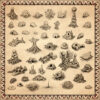fleshscape landmarks, POIs, POI, Wonderdraft symbols, fantasy map assets, brain mounds, flesh hills