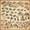 Military prisons, prison camps, Wonderdraft map symbols, Cartography assets, fantasy map elements, military buildings, barracks