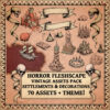 Wonderdraft assets, flesh banners, skull banners, fantasy map resources, vintage cartography assets, fleshscape, settlements