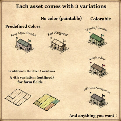 Wonderdraft assets, World War 1, World War 2, farm fields, military bases, fantasy map assets