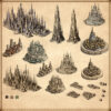 high elf cities, drow towns, wonderdraft assets, fantasy map icons, cartography assets, elf castles