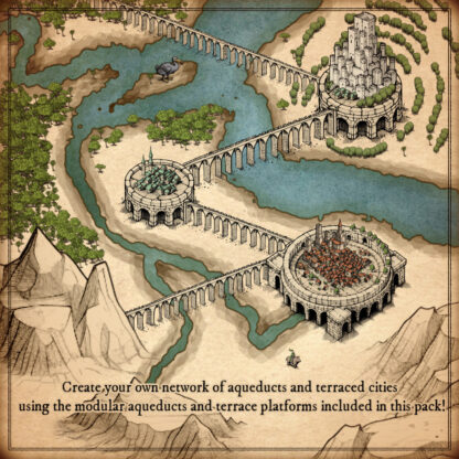 Cartography assets, high elf settlements, aqueducts assets, fantasy map icons, Wonderdraft assets, elven towns