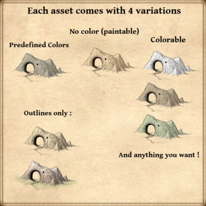 rolling hills, natural arches, Wonderdraft assets, vintage cartography assets, fantasy map icons, mountain icons, mountain ranges