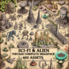 Sci-fi map assets, Wonderdraft assets, alien settlements, alien flora, sci-fi towns, scifi city, Inkarnate