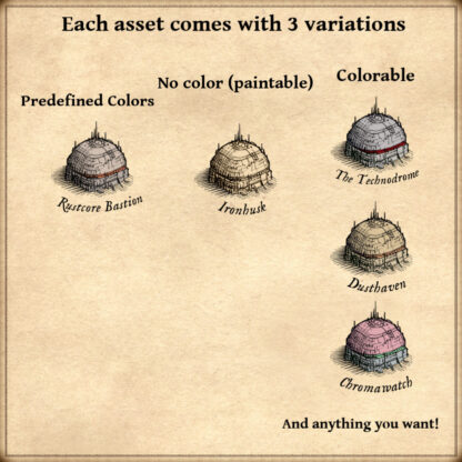 Wonderdraft assets, space colony, sci-fi settlements, vintage cartography landmarks, sci-fi metropolis, futuristic towns