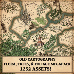 Wonderdraft assets, vintage cartography assets, trees, nature, flora, tree assets, forests, fantasy map icons