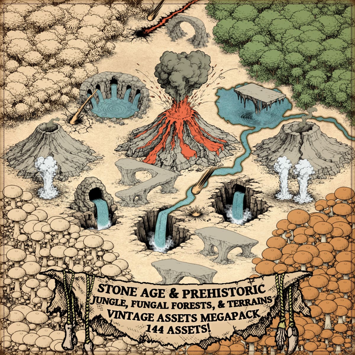 Wonderdraft Assets & Fantasy Map Icons – Vintage Cartography Assets